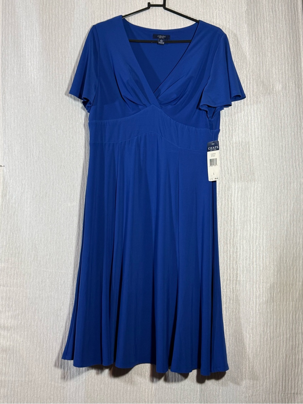 Chaps Royal Blue V-Neck Midi Dress